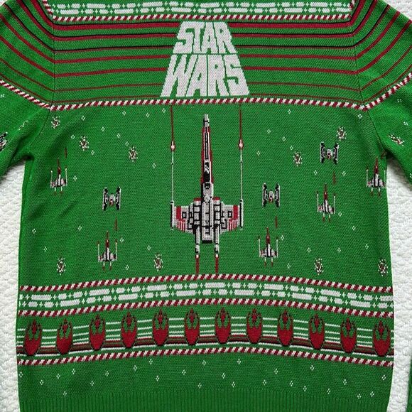 Star Wars Holiday Ugly Sweater Fighter Jet Crewneck Men’s Medium - Picture 2 of 6